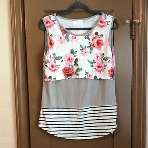 Floral and gray Nursing Tank